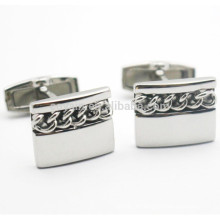 Rectangle Shaped Blank Silver 316L Stainless Steel Chain Cufflinks
